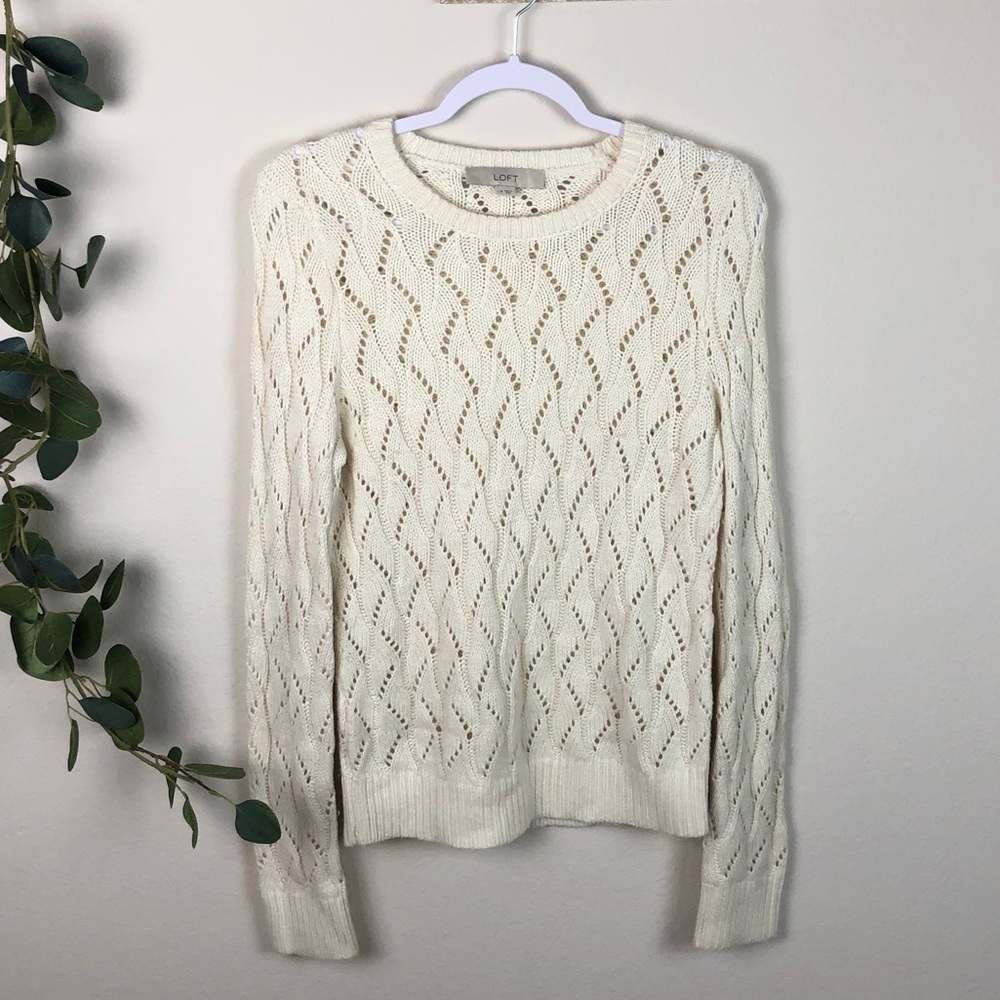 Loft cream ivory sweater long sleeve